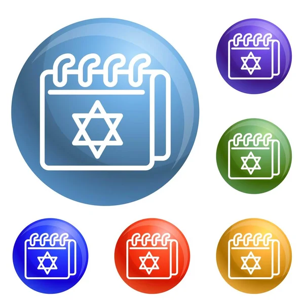Icone del calendario ebraico set vettoriale — Vettoriale Stock