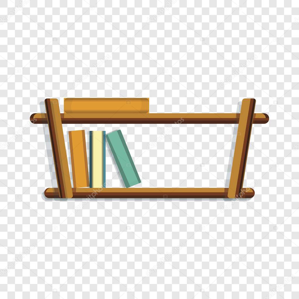 Wood book shelf icon, cartoon style