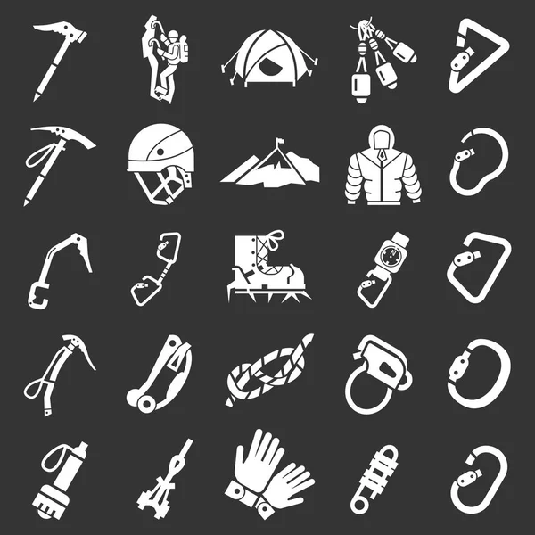 Mountaineering equipment icon set, simple style — Stock Vector