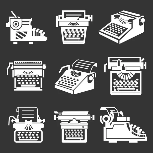Набор значков пишущей машинки, простой стиль — стоковый вектор