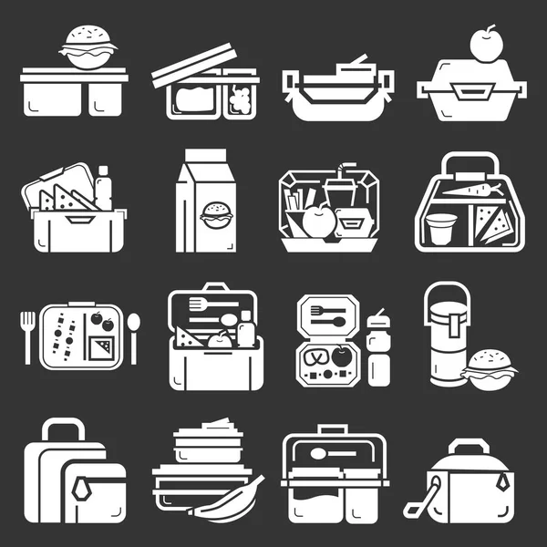Lunchbox icon set, simple style — Stock Vector