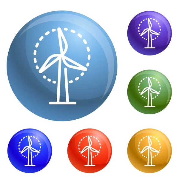 Symbole für Windkraftanlagen setzen Vektor — Stockvektor