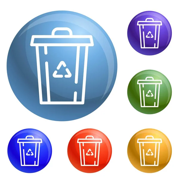 Recycle garbage bin pictogrammen instellen vector — Stockvector