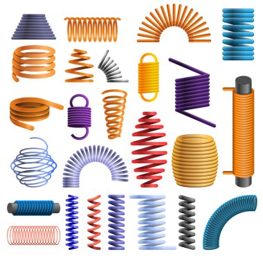 Coil icon set, cartoon style clipart