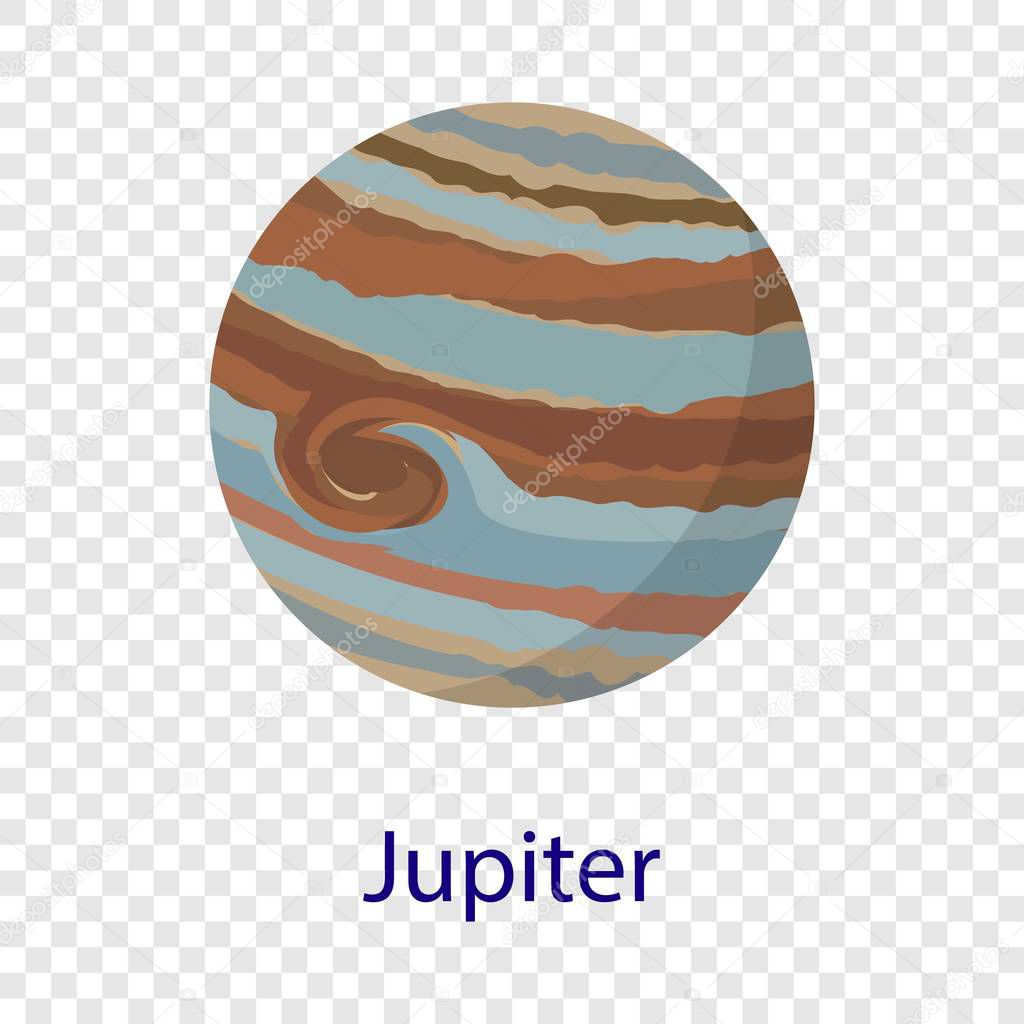 Jupiter planet icon, flat style