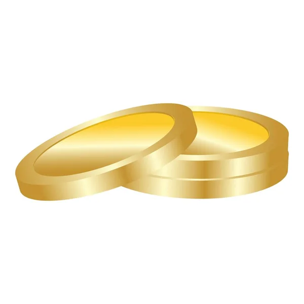 Złota moneta ikona, realistyczny styl — Wektor stockowy