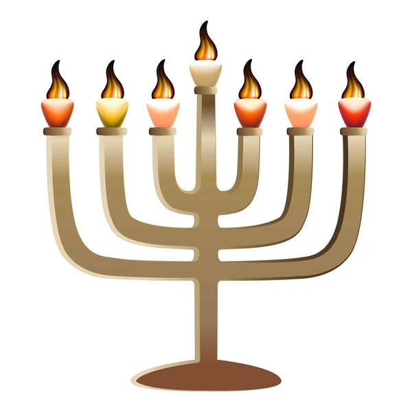 ユダヤ人本枝の燭台のアイコン、現実的なスタイル — ストックベクタ