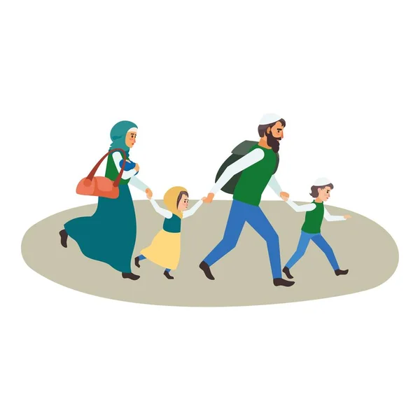 Icono de la familia de refugiados, estilo plano — Vector de stock
