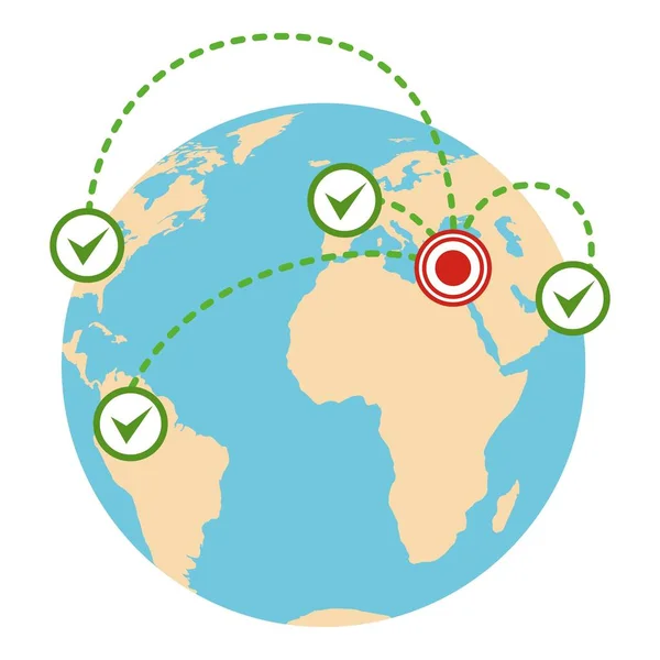 Wereldwijde migratie pictogram, vlakke stijl — Stockvector