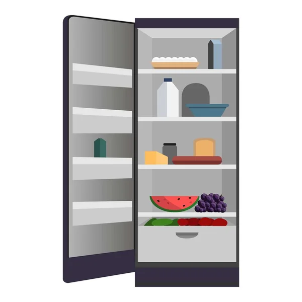 Open home fridge icon, cartoon style — Stock Vector