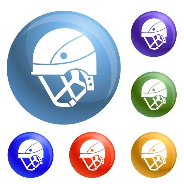 Montaña escalada casco iconos conjunto vector — Vector de stock