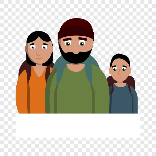 Sad homeless family icon, cartoon style — Stock Vector