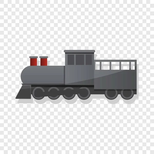 Black locomotive icon, cartoon style — Stock Vector