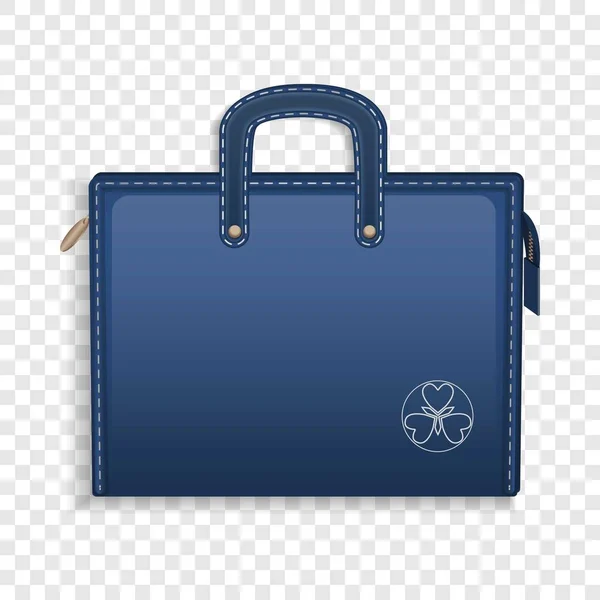 Blaue Ledertasche Symbol, realistischer Stil — Stockvektor