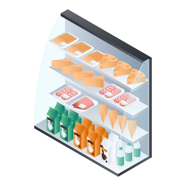 Icono del producto del estante del refrigerador, estilo isométrico — Vector de stock