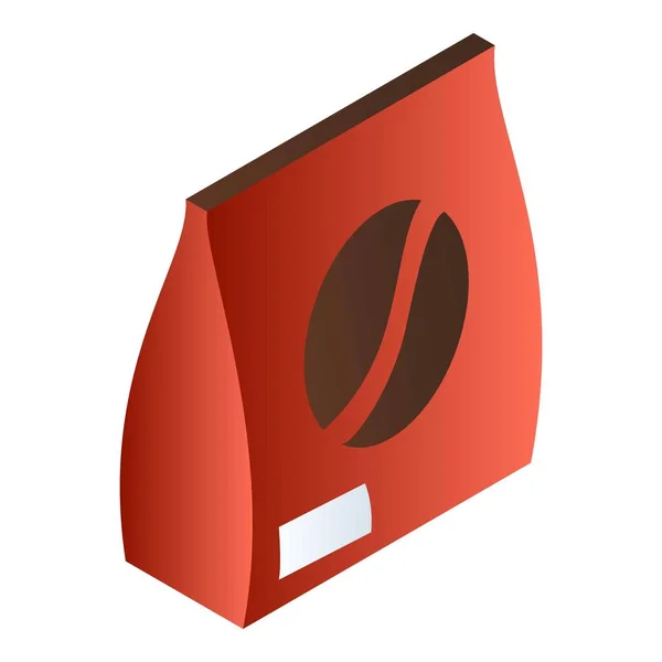 Röd kaffebönor box ikon, isometrisk stil — Stock vektor