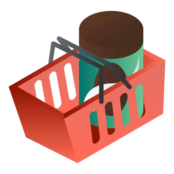 Icono completo cesta de la tienda roja, estilo isométrico — Vector de stock
