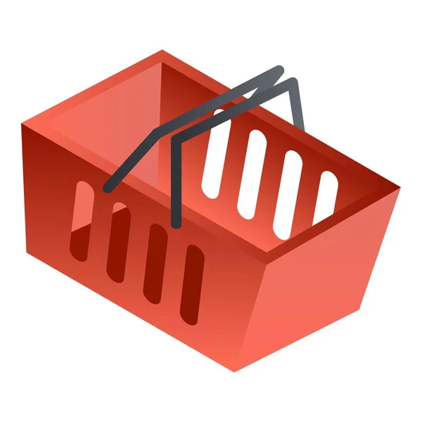 Icono de cesta de la tienda roja vacía, estilo isométrico — Vector de stock