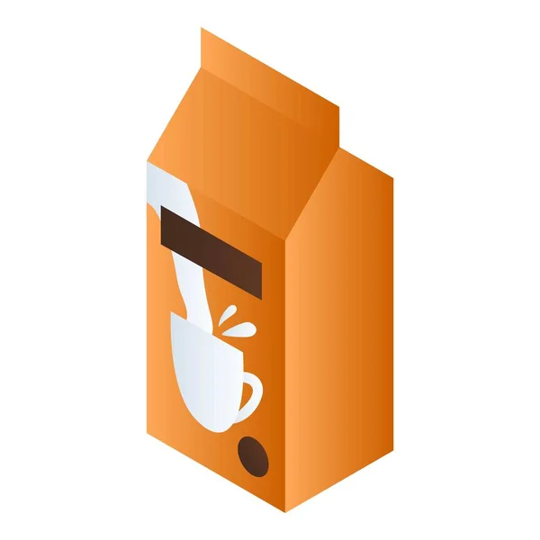 Иконка пакета апельсинового молока, изометрический стиль — стоковый вектор