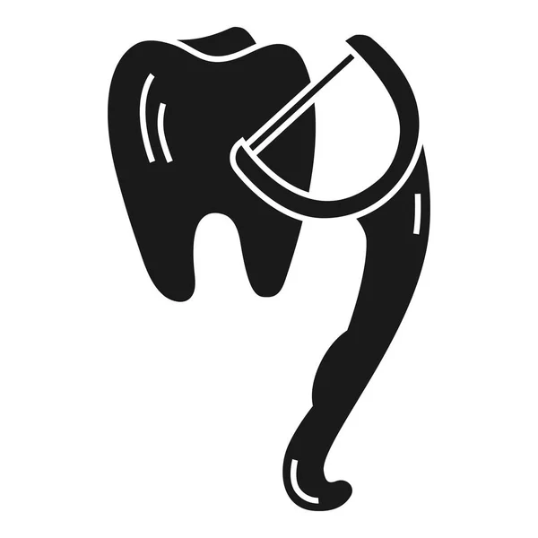 Εικονίδιο χεριού οδοντικό νήμα, απλό στυλ — Διανυσματικό Αρχείο