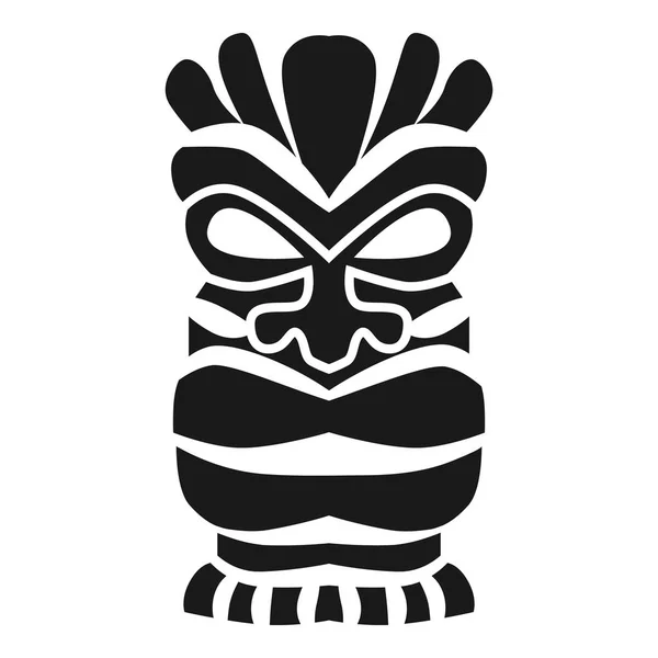 Icono de ídolo de madera polinesia, estilo simple — Archivo Imágenes Vectoriales