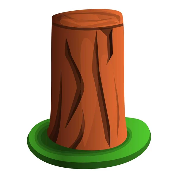 Tree stump with grass icon, cartoon style — Stock Vector