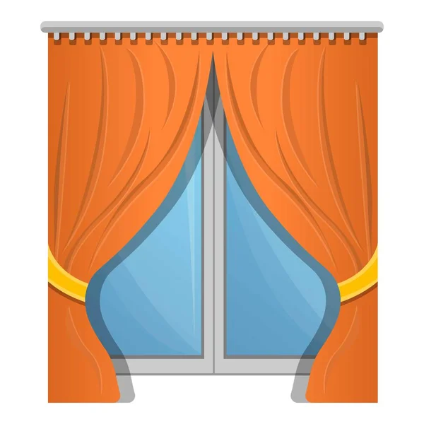 Ícone de cortina de janela laranja, estilo dos desenhos animados — Vetor de Stock