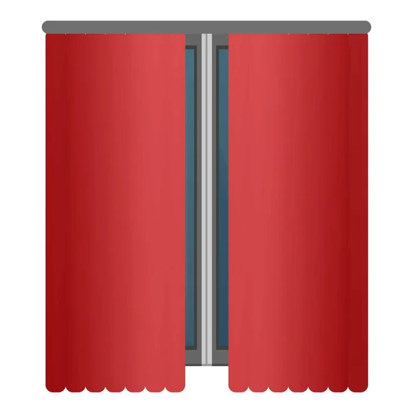 Ikona czerwonym okna zasłony, stylu cartoon — Wektor stockowy