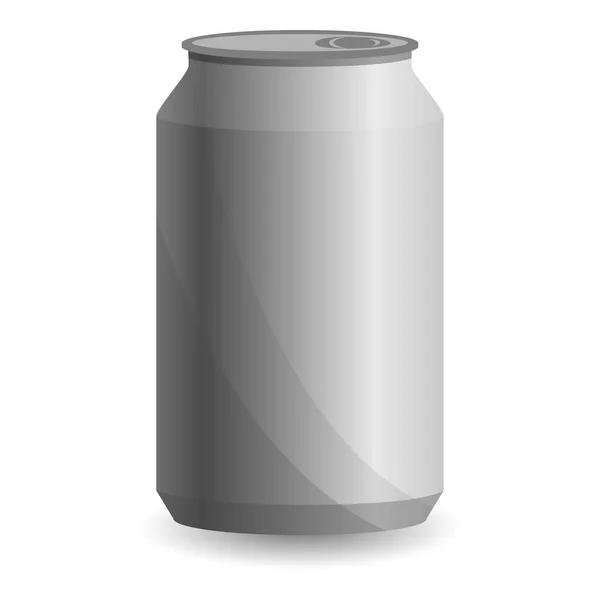Icono de lata de aluminio en blanco, estilo de dibujos animados — Archivo Imágenes Vectoriales