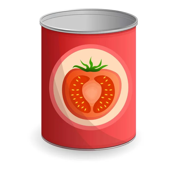 Ícone de lata de tomate, estilo cartoon — Vetor de Stock