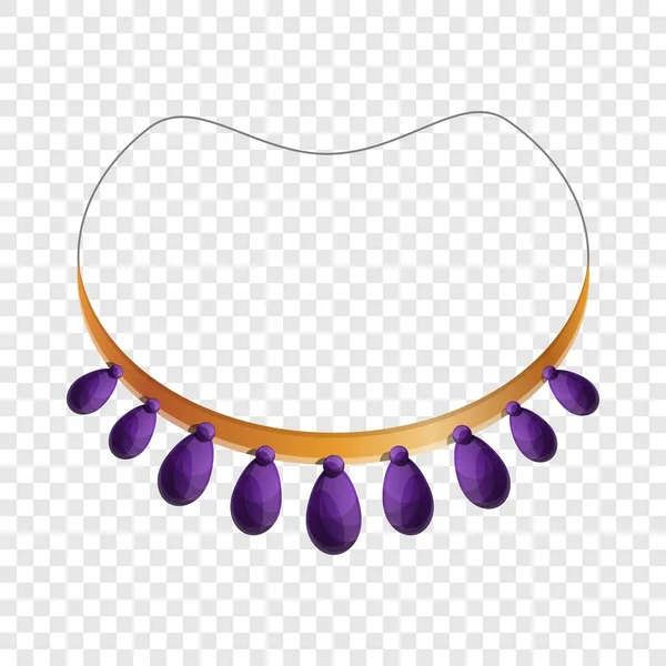 Фиолетовый значок ожерелья, стиль мультфильма — стоковый вектор