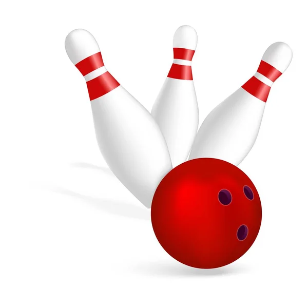 Bowling icona sciopero, stile realistico — Vettoriale Stock