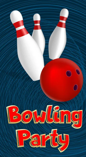 Bannière de fête de bowling, style réaliste — Image vectorielle