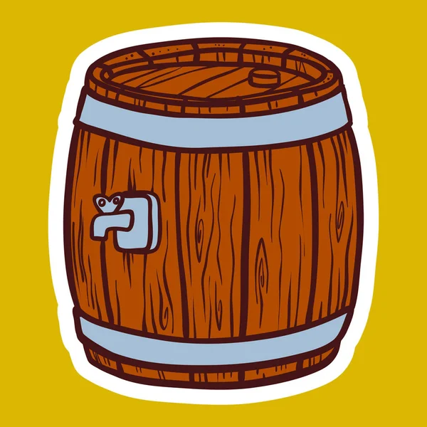 Ícone de barril de madeira, estilo desenhado à mão — Vetor de Stock