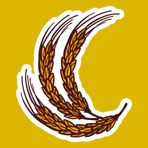Значок ветки пшеницы, стиль ручной работы — стоковый вектор