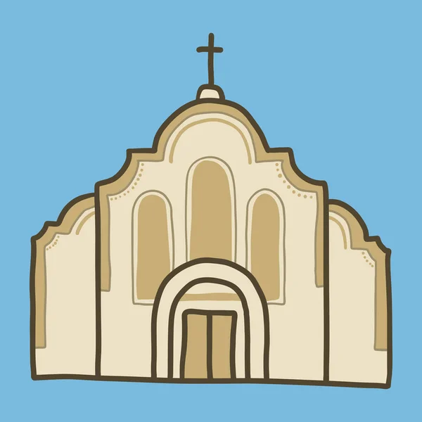 Icono de iglesia católica, estilo dibujado a mano — Archivo Imágenes Vectoriales