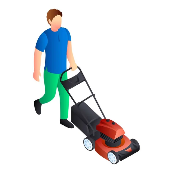 Motor lawnmower icon, isometric style — Stock Vector