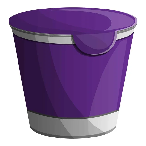 Фиолетовый йогурт икона упаковки, мультяшный стиль — стоковый вектор