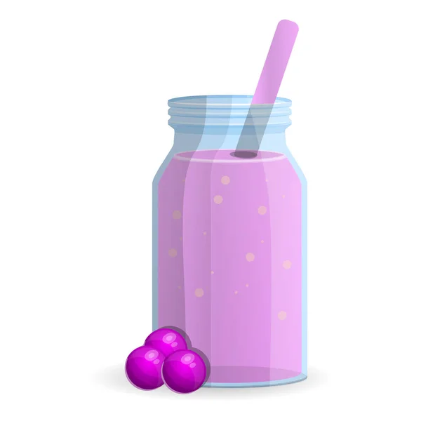 Ikon botol Berry smoothie, gaya kartun - Stok Vektor