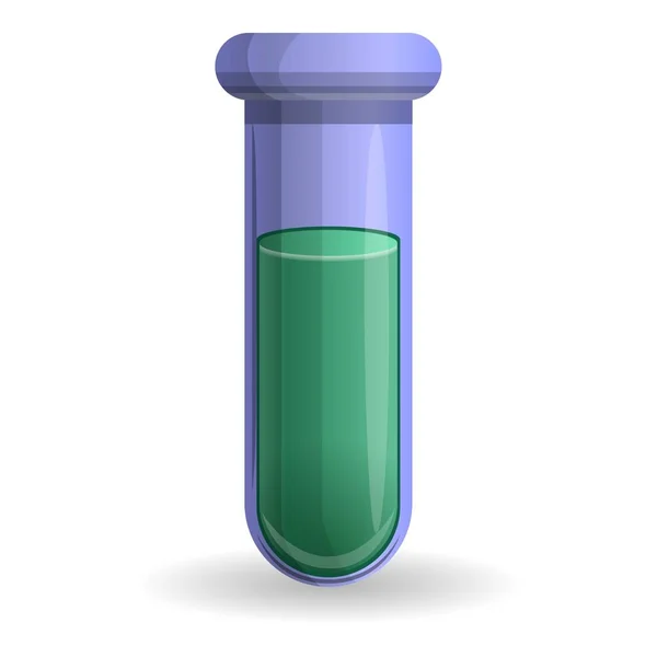 Groene potion reageerbuis pictogram, cartoon stijl — Stockvector