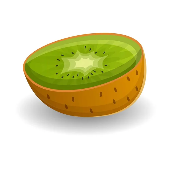 La moitié de l'icône kiwi, style dessin animé — Image vectorielle