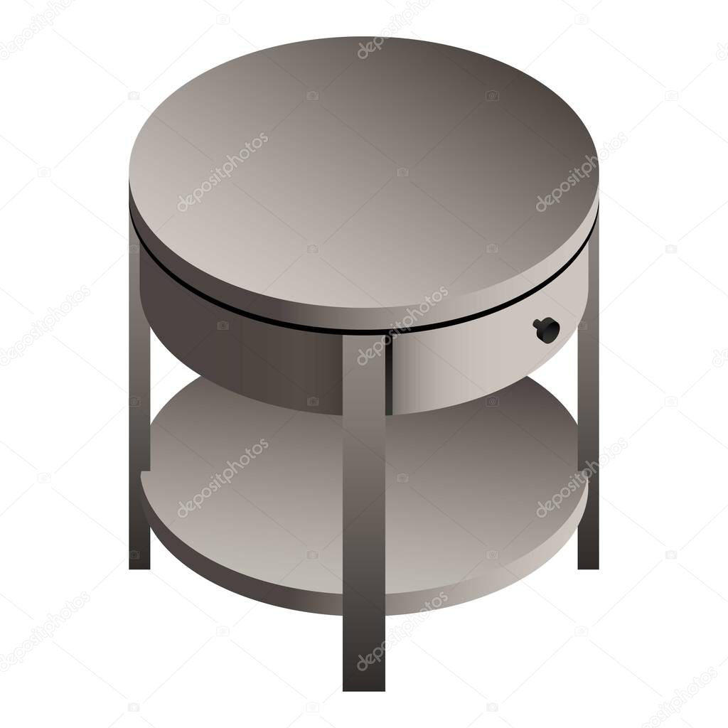 Round bedside table icon, isometric style
