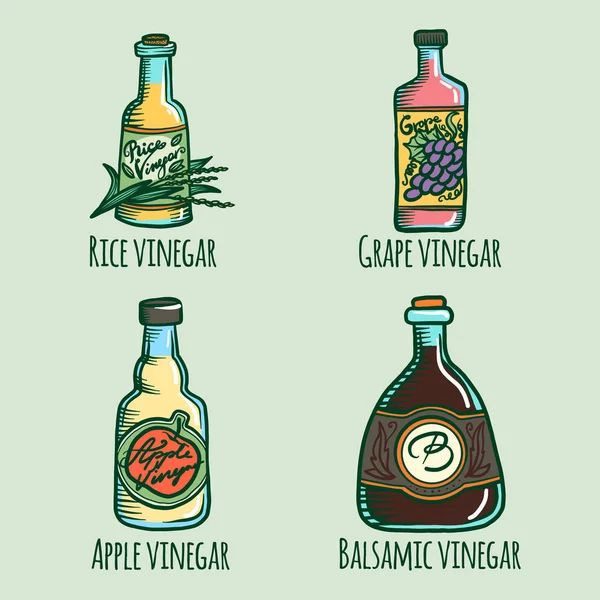 Conjunto de ícones de vinagre, estilo desenhado à mão —  Vetores de Stock