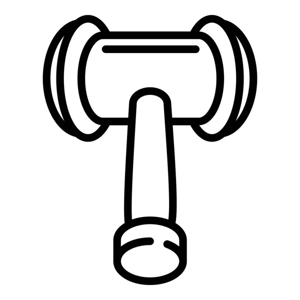 Icono del martillo del juez, estilo del esquema — Vector de stock