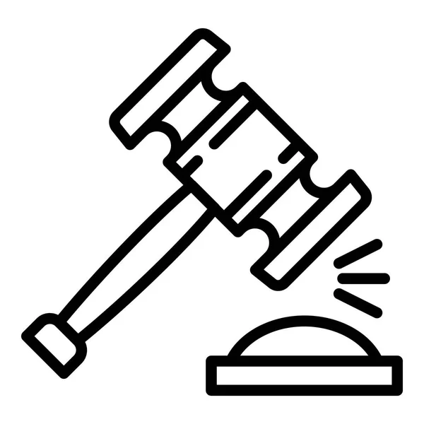 Icona a martelletto in legno, stile contorno — Vettoriale Stock
