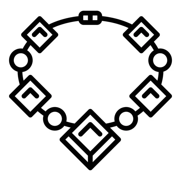 Rubinroter Edelstein Halskette Symbol, Umriss Stil — Stockvektor