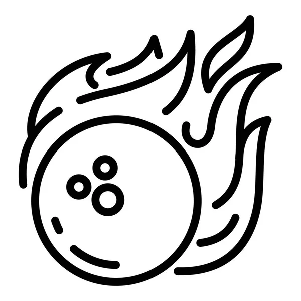 Kręgle ogień piłka ikona, styl konturu — Wektor stockowy
