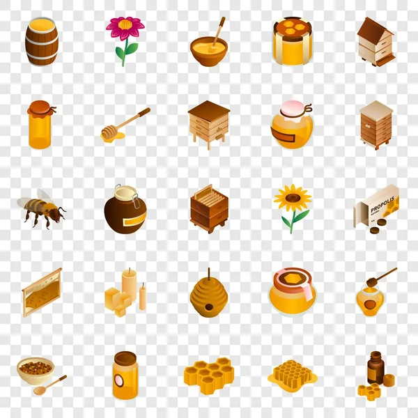 Conjunto de ícones de mel, estilo isométrico —  Vetores de Stock