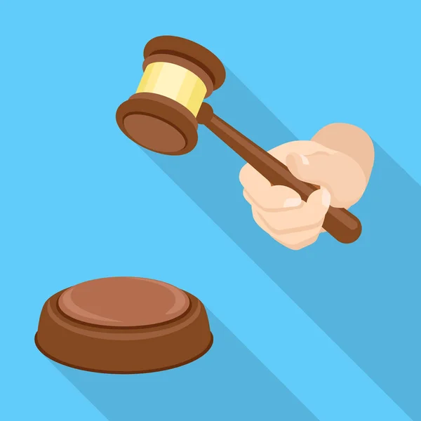 Wood gavel icon, flat style — Stock Vector