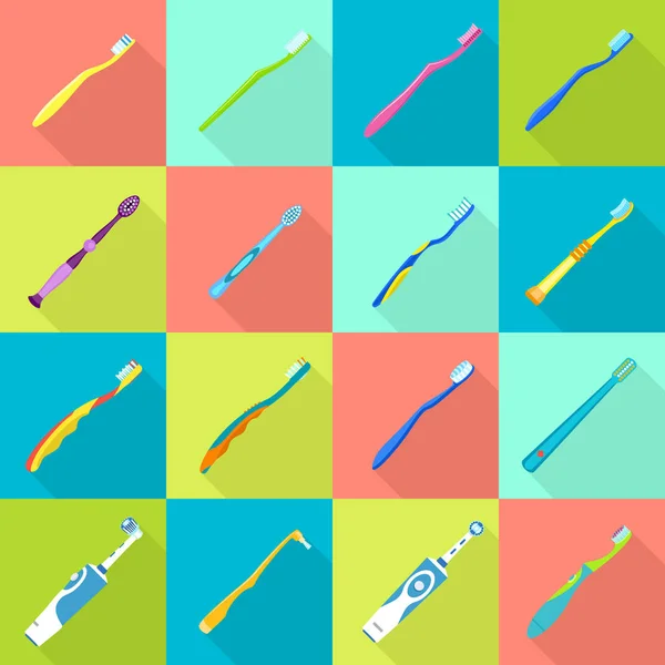 Toothbrush Icon Set Flat Set Toothbrush Vector Icons Web Design — Stock Vector